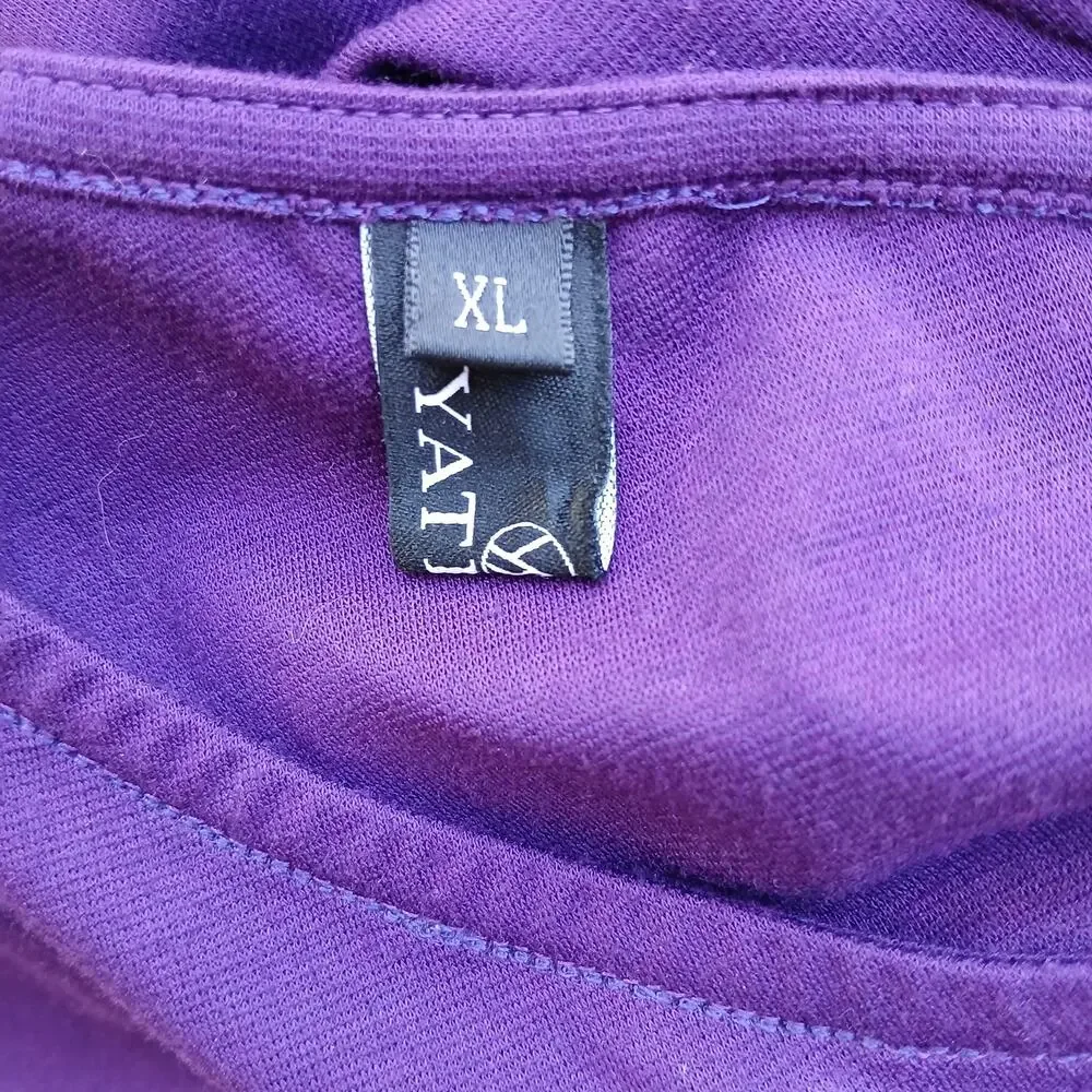 Yathon Purple One Shoulder Wrap Tie Dress XL jersey knit comfy cocktail midi - Picture 8 of 15